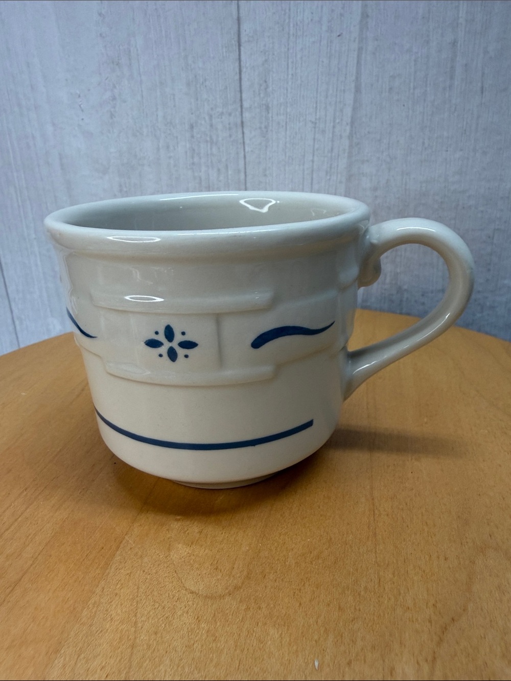 Longaberger Pottery Woven Traditions Heritage Blue Coffee Mug or Tea Cups 8oz